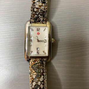 Michele Watch square faced leather strap ladies' watch